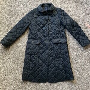 Gap Quilted Jacket Women's Medium Black Button Up Long